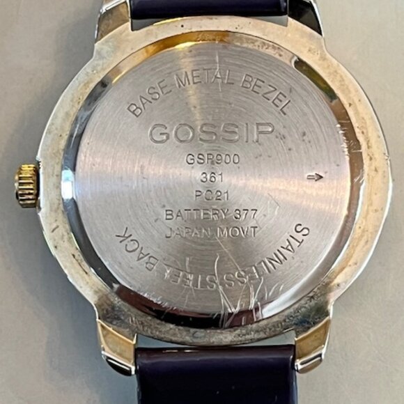GOSSIP | Gold Accents Women's Watch Blue Patent Leather Band-NEW Battery - Picture 5 of 7